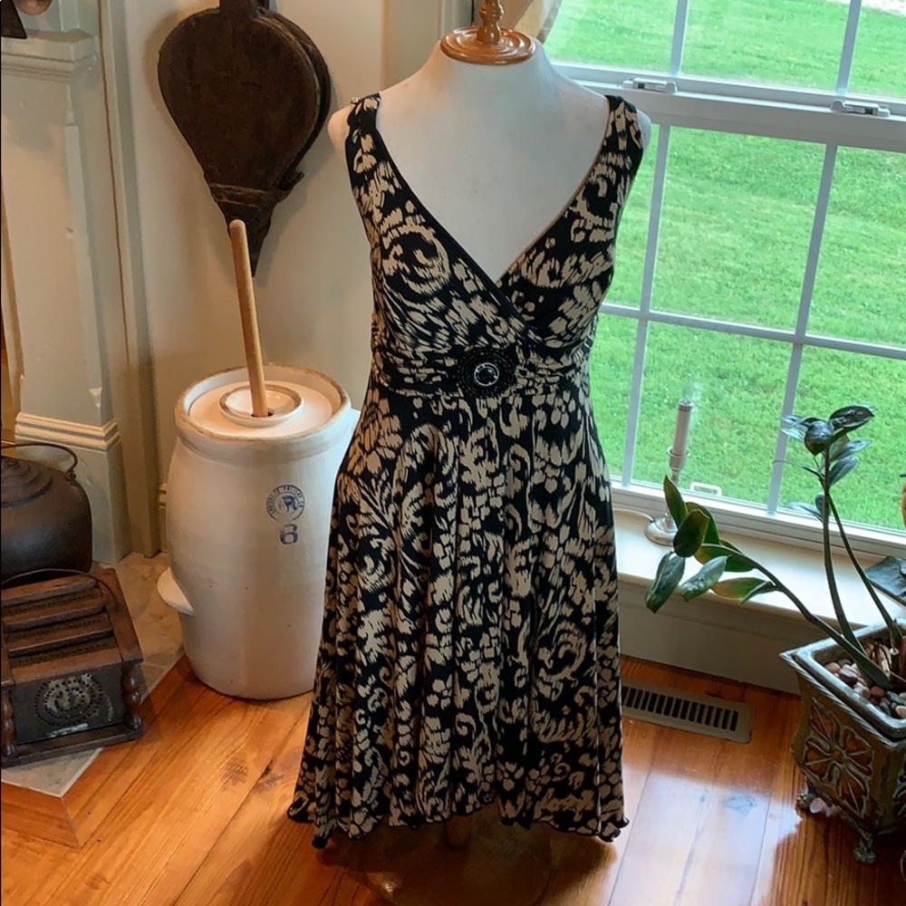 En Focus Dress Size 12 Petite Blk/Tan Hi-Low
